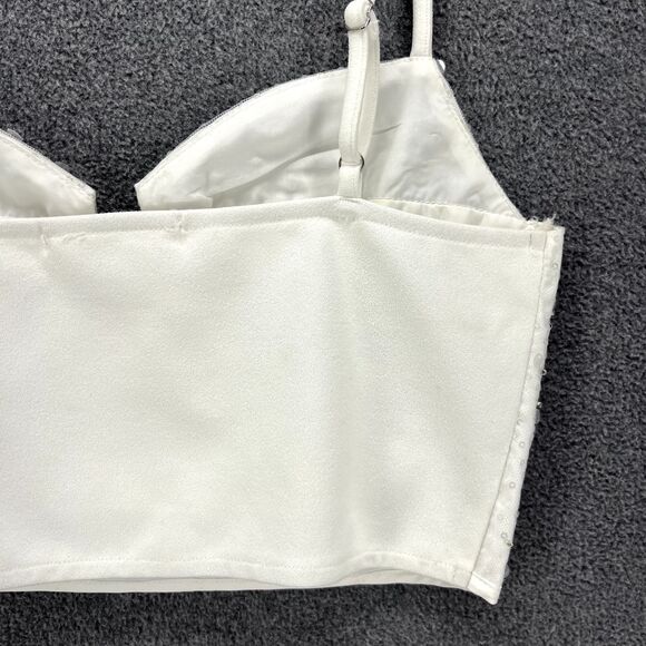 12th Tribe Top Womens Small White Sequin Crop party adjustable strap - Picture 14 of 16